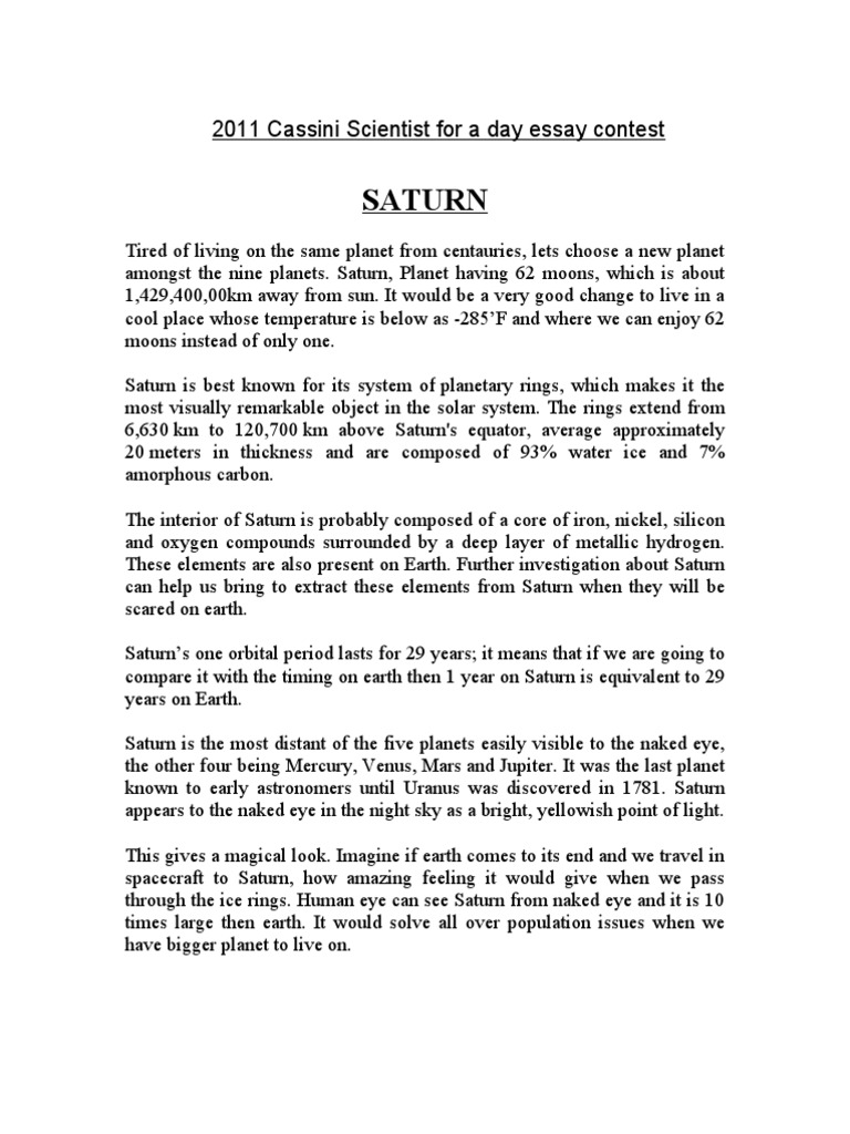 Essay on saturn image