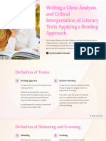 Writing A Close Analysis and Critical Interpretation of Literary Texts Applying A Reading Approach