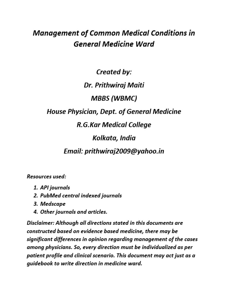 Common Medical Conditions Management | PDF