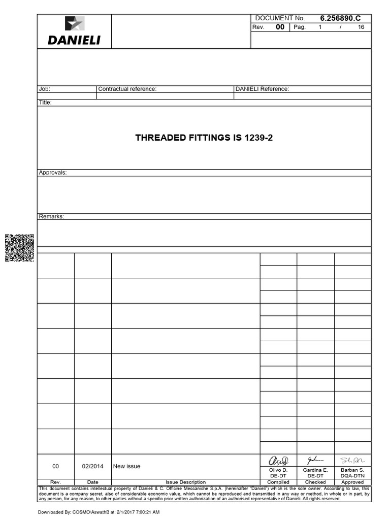 IS 1239-2 Threaded Fittings Specification | PDF | Steel | Pipe (Fluid ...