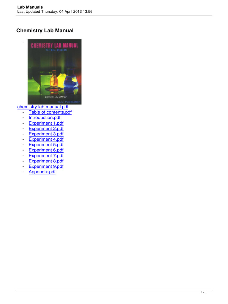 Chemistry Lab Manual PDF