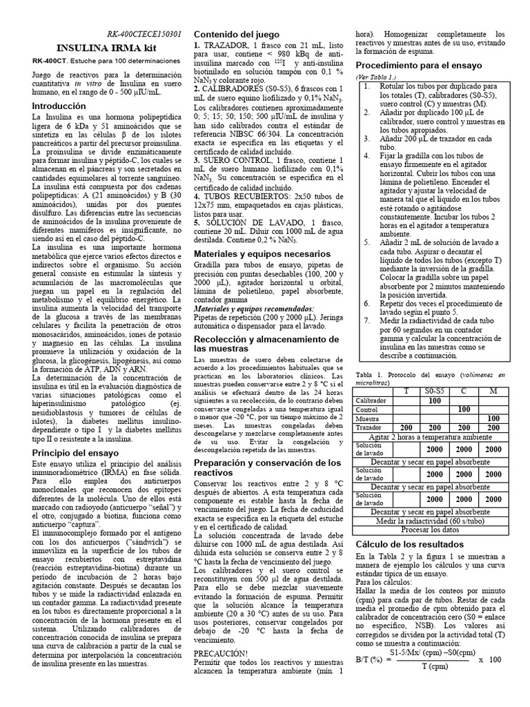Kit de Insulina IRMA para Diagnóstico | PDF