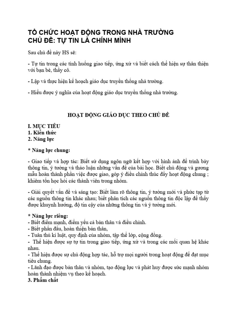 T CH C Ho T Đ NG Gíao D C Trong Nhà Trư NG | PDF