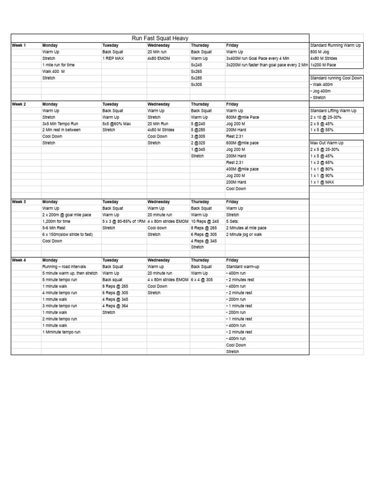 Run Fast Squat Heavy Program Guide | PDF