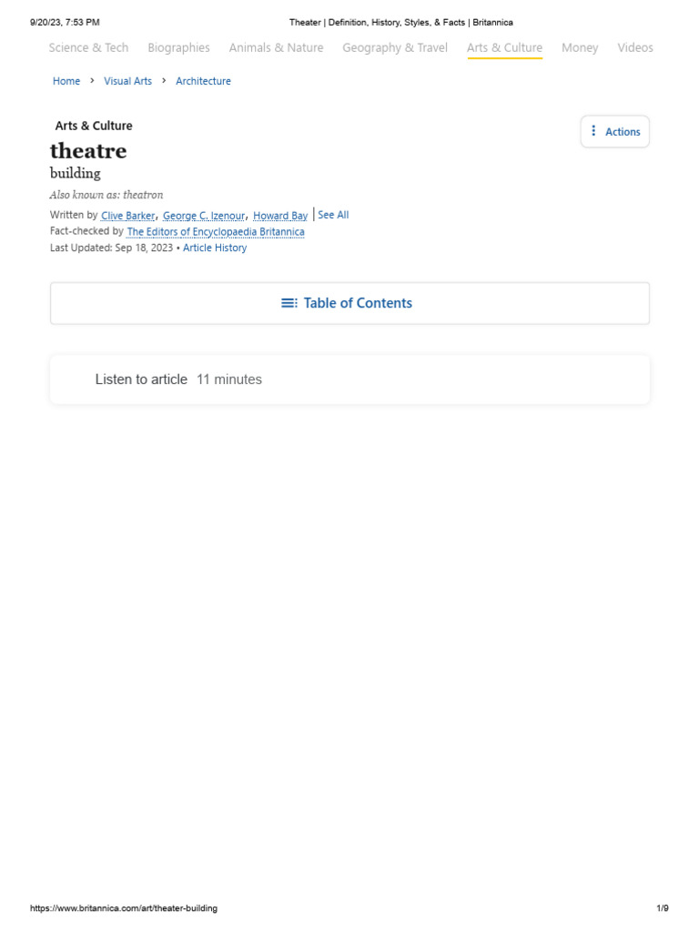 Theater - Definition, History, Styles, & Facts - Britannica | PDF ...