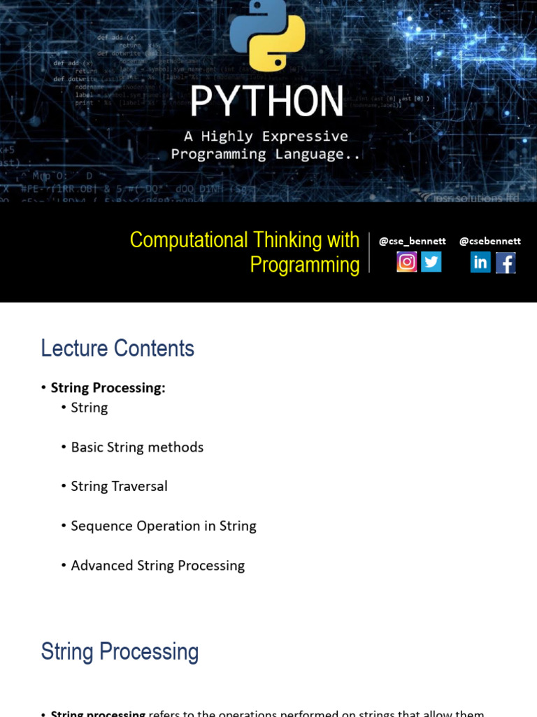 Lec 15. String Processing | PDF | String (Computer Science) | Quotation ...