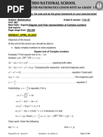 2020 G.C 4TH Quarter Mathematics Lesson Note For Grade 11: MONDAY, APRIL 20,2020