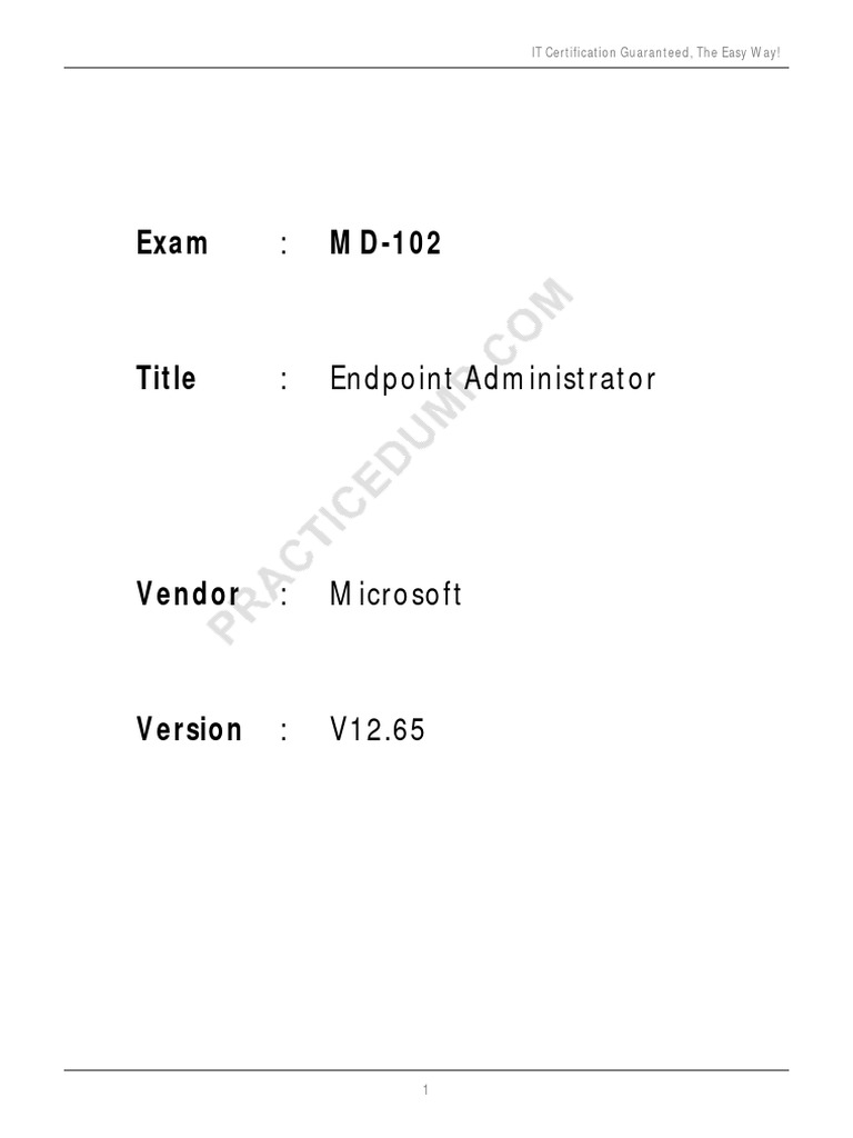 MD-102 Exam Guide for Endpoint Admins | PDF | Active Directory | Windows 10