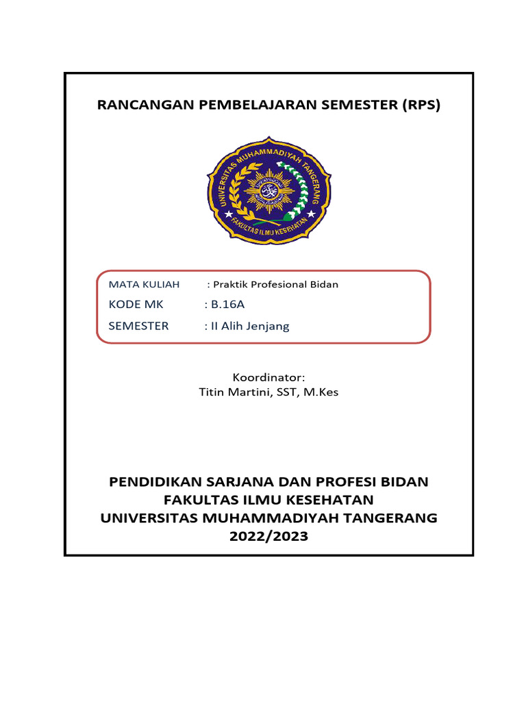 RPS Praktik Profesional Bidan 2223 | PDF
