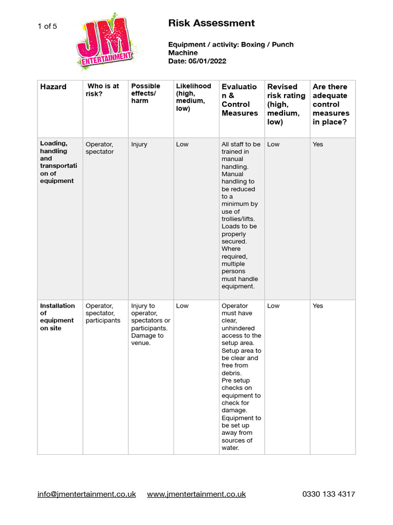 Punch Machine Risk Assessment | PDF | Risk | Occupational Safety And Health
