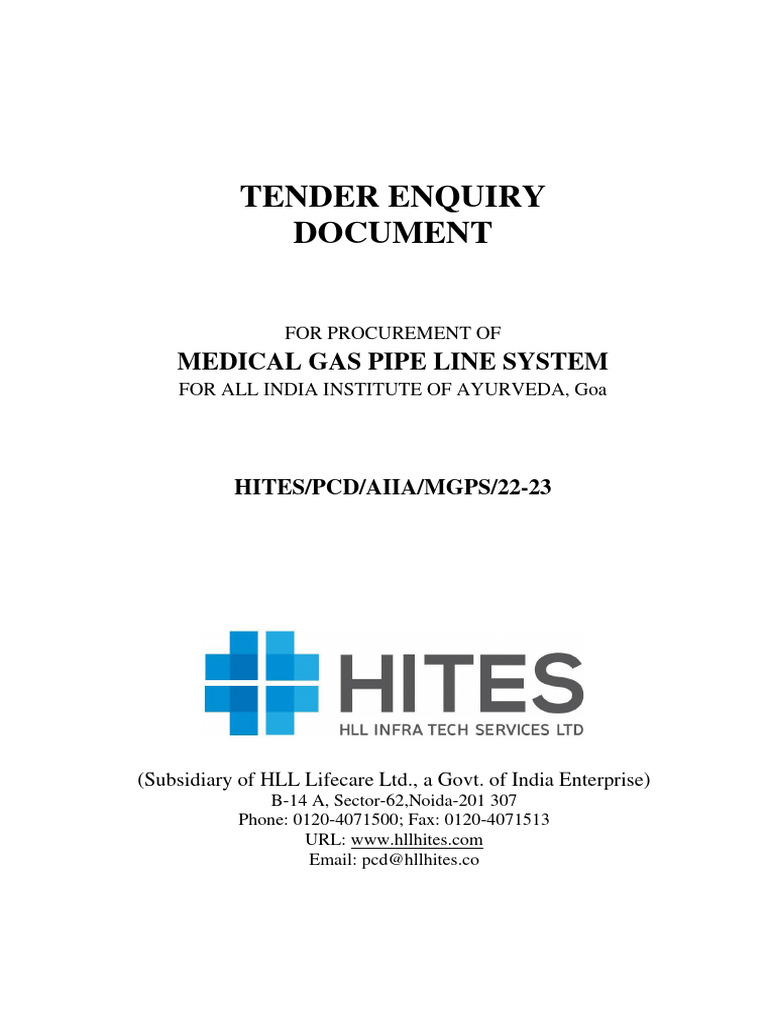 Tender Enquiry Document: Medical Gas Pipe Line System | PDF | Taxes ...