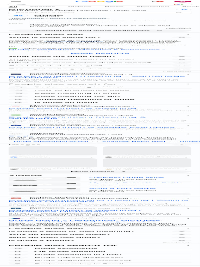 Dude Google Search PDF Dictionary English Language