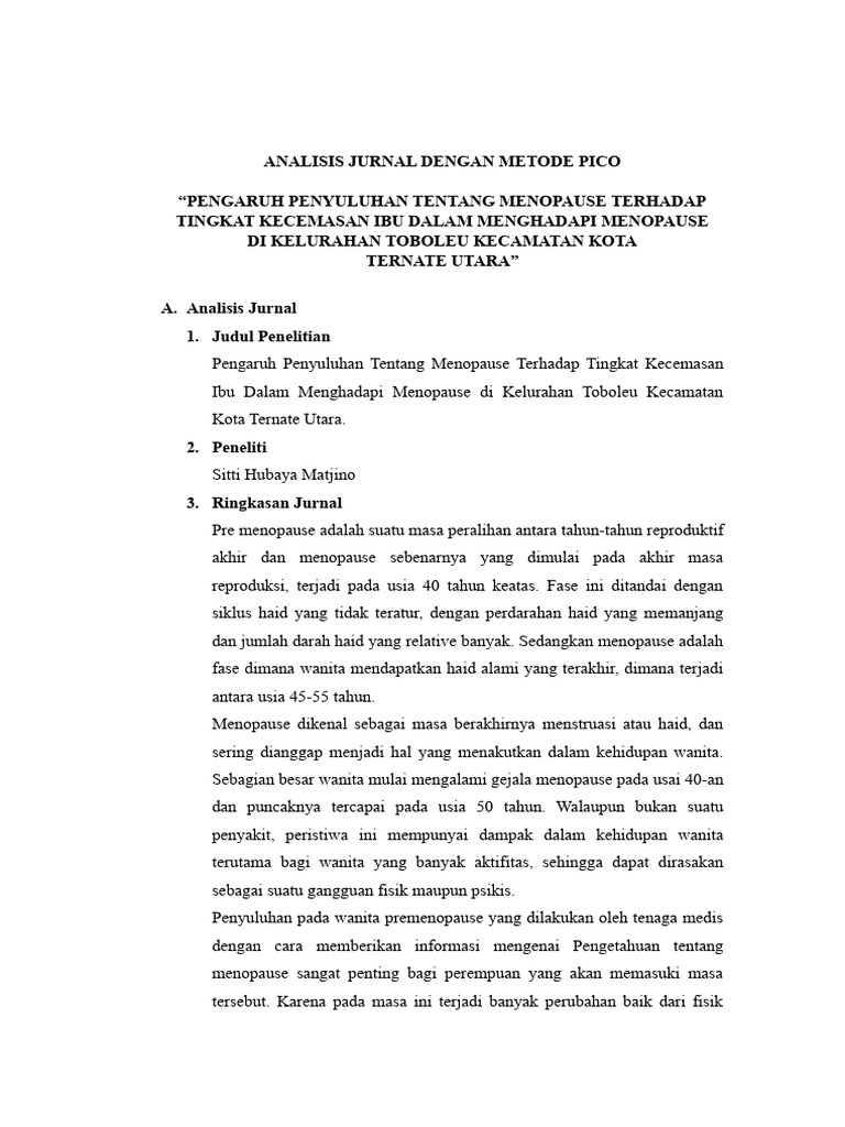 Analisis Jurnal Dengan Metode Pico Menopause | PDF