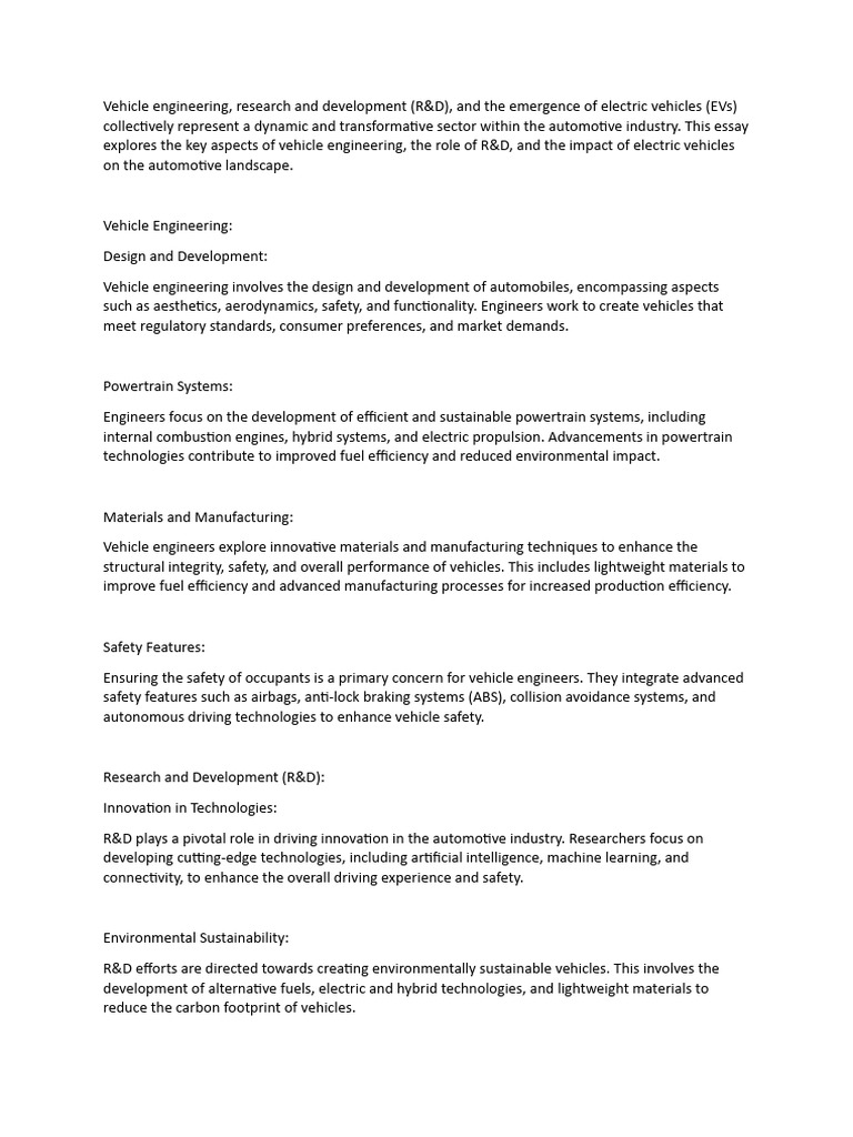 Vehicle Engineering and Electric Vehicles | PDF | Electric Vehicle ...