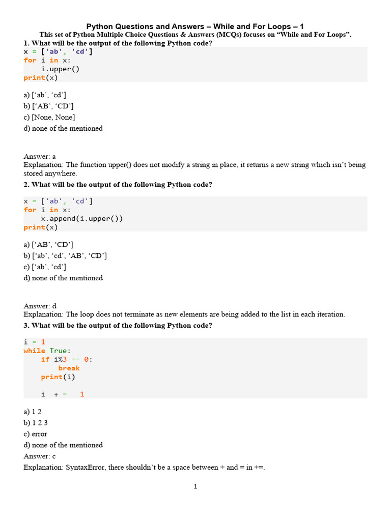 LOOP PRACTICE Worksheet | PDF