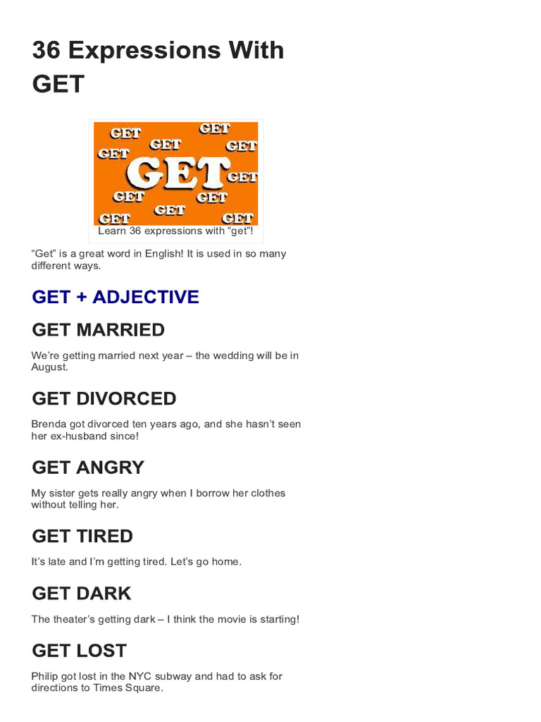 36 Expressions With GET - Espresso English | PDF