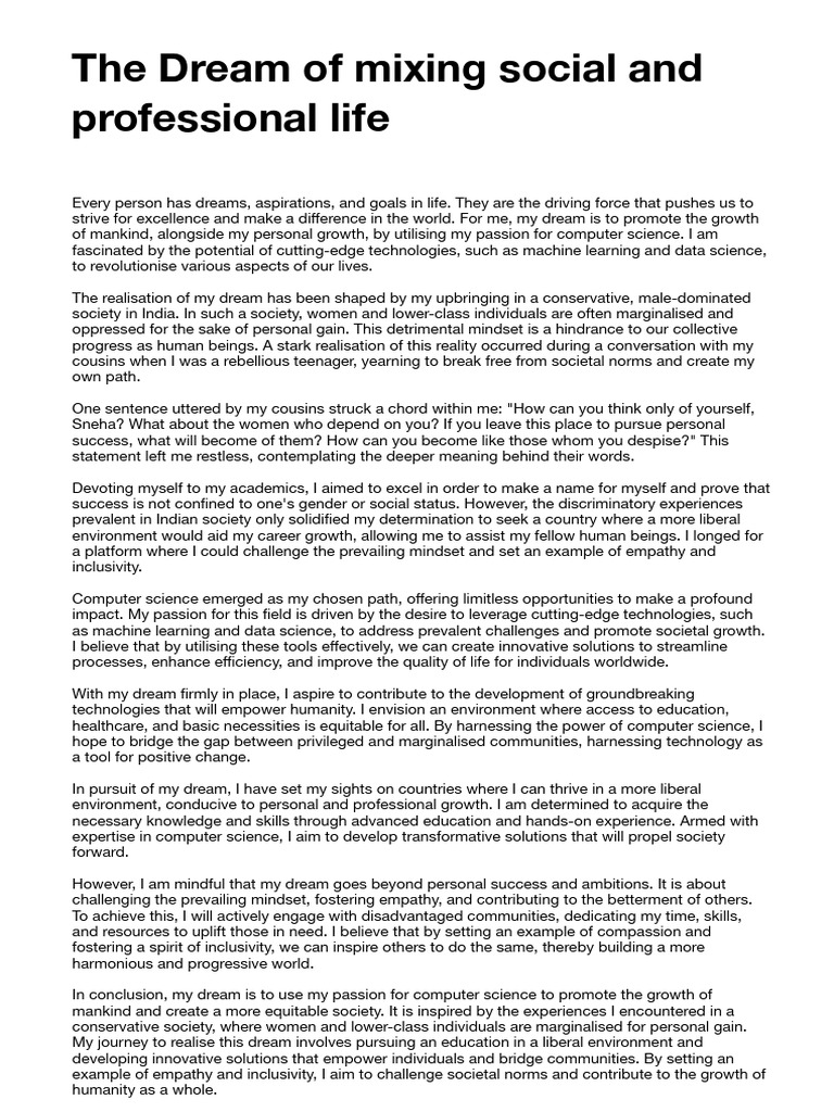 Essay - Your Dream | PDF | Science | Mindset