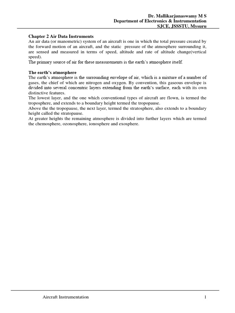 Ch2 - Aircraft InstrumentationNotes | PDF | Airspeed | Atmosphere Of Earth