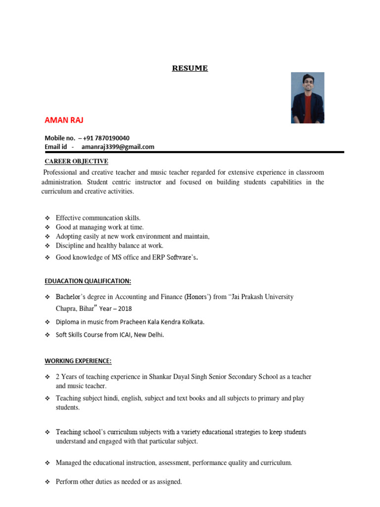 Aman Raj | PDF | Teachers | Curriculum