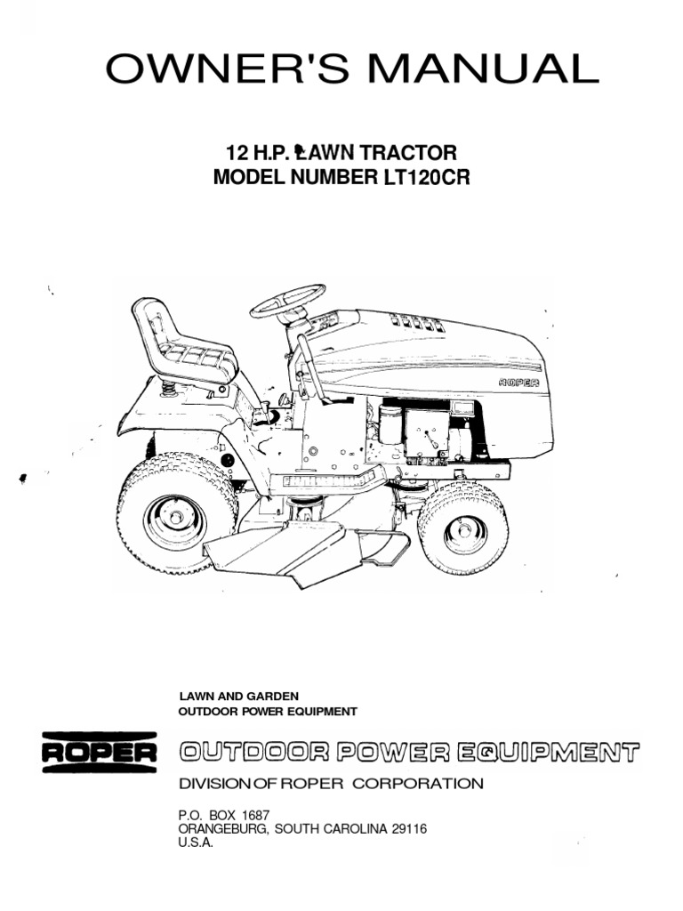 Roper lawn tractor manual hotsell