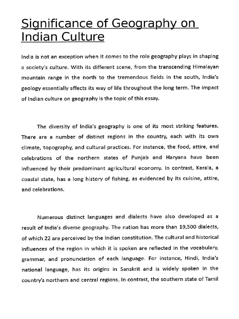 Significance Of Geography On Indian Culture Pdf