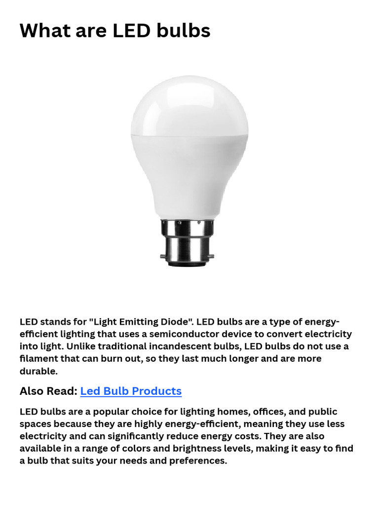 What Are LED Bulbs PDF
