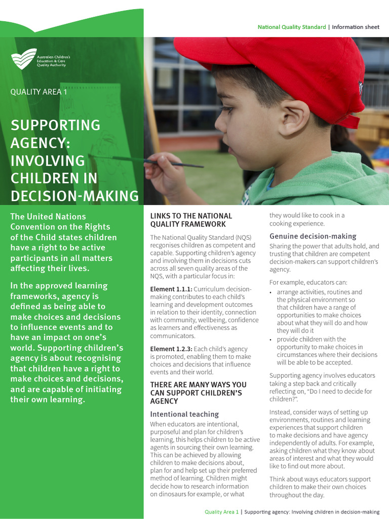 Supporting Agency: Involving Children in Decision-Making: Quality Area ...