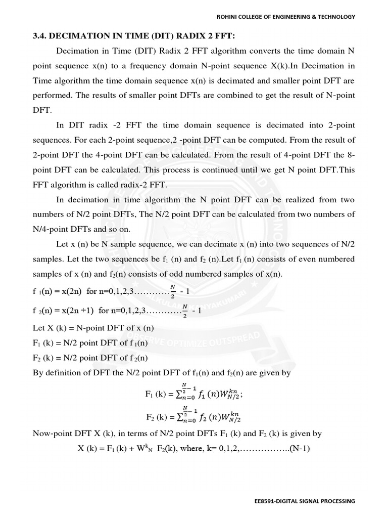 DIT Radix-2 FFT Algorithm Explained | PDF | Fast Fourier Transform ...
