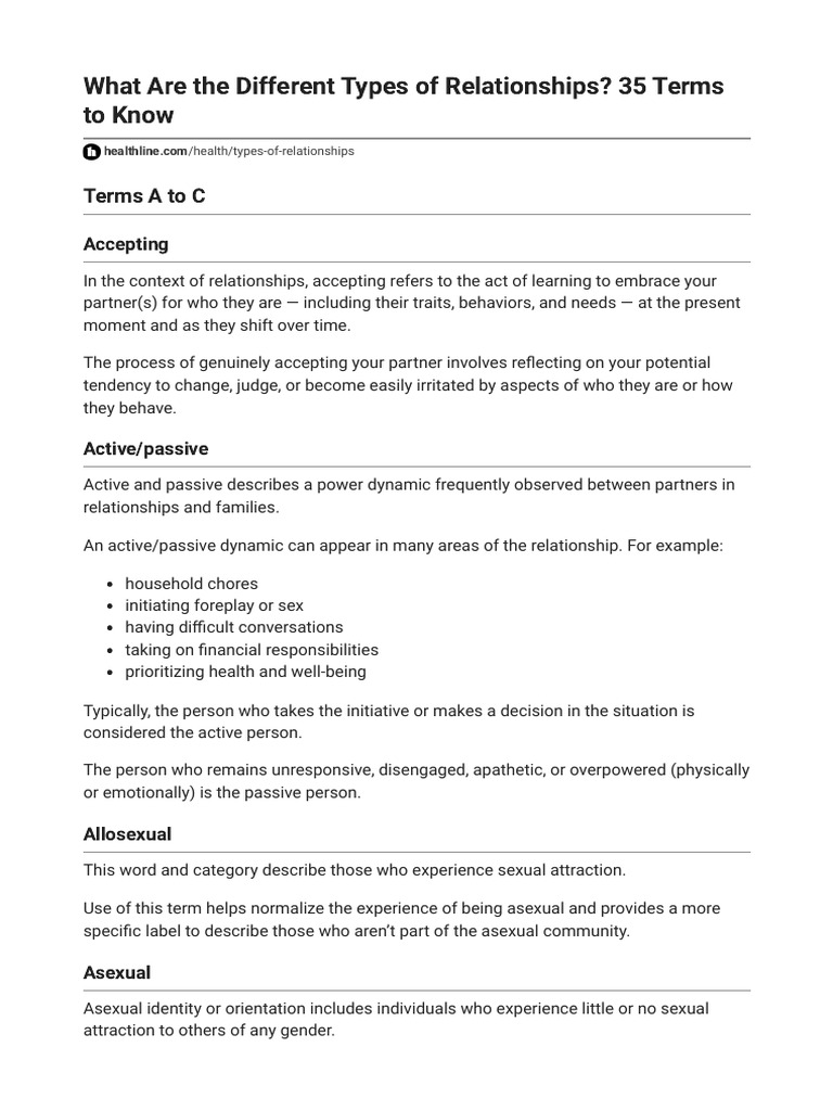 What Are The Different Types of Relationships 35 Terms To Know PDF