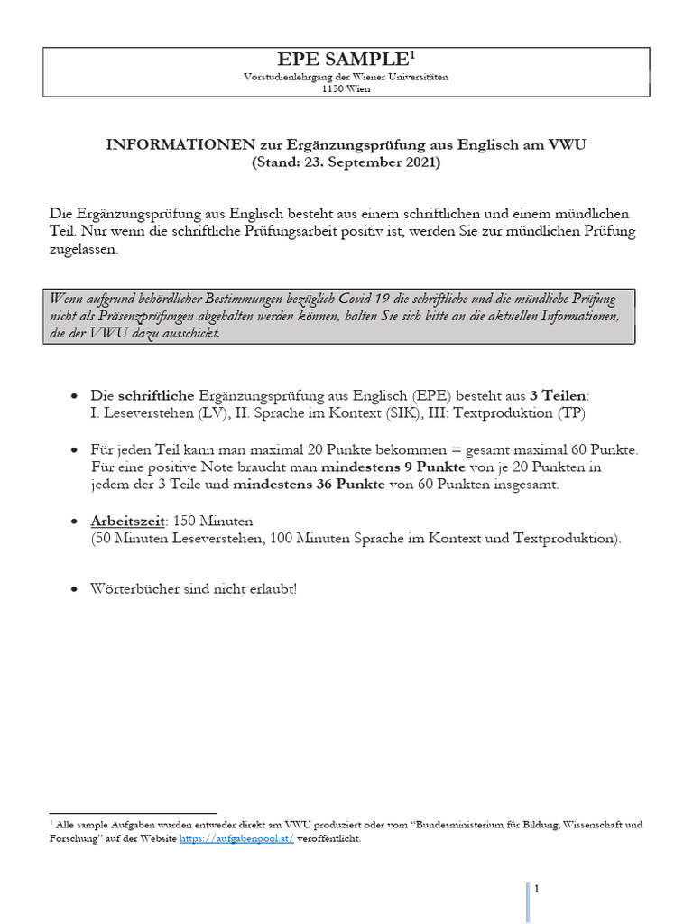 EPE Sample Written Exam 23 09 2021 | PDF