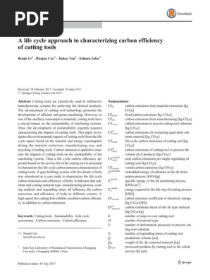 A Life Cycle Assessment of Cutting Tools
