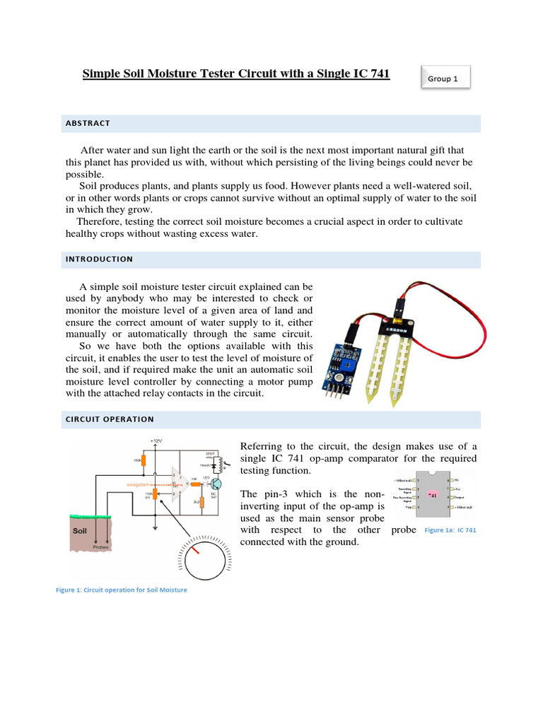 Simple Soil Moisture Tester Circuit With A Single IC 741 | PDF | Home ...