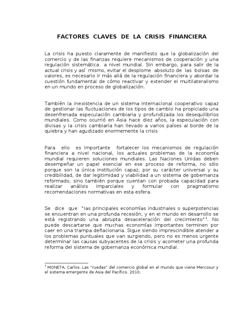 Factores Claves de La Crisis Financiera | PDF