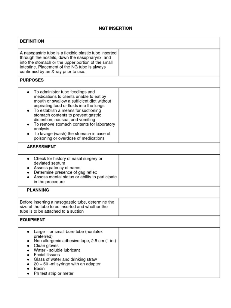 Guidelines for Nasogastric Tube Insertion | PDF | Intravenous Therapy ...