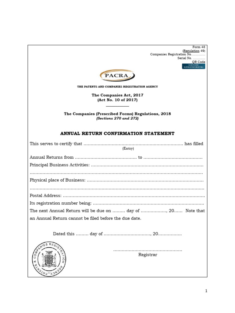 Annual Return Confirmation Statement | PDF | Finance & Money Management