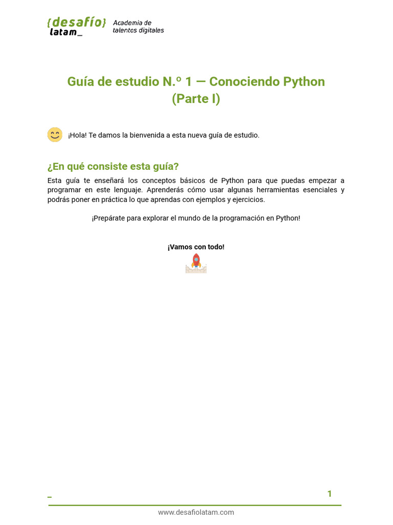Guía de estudio - Conociendo Python (Parte I) | PDF | Python (lenguaje ...