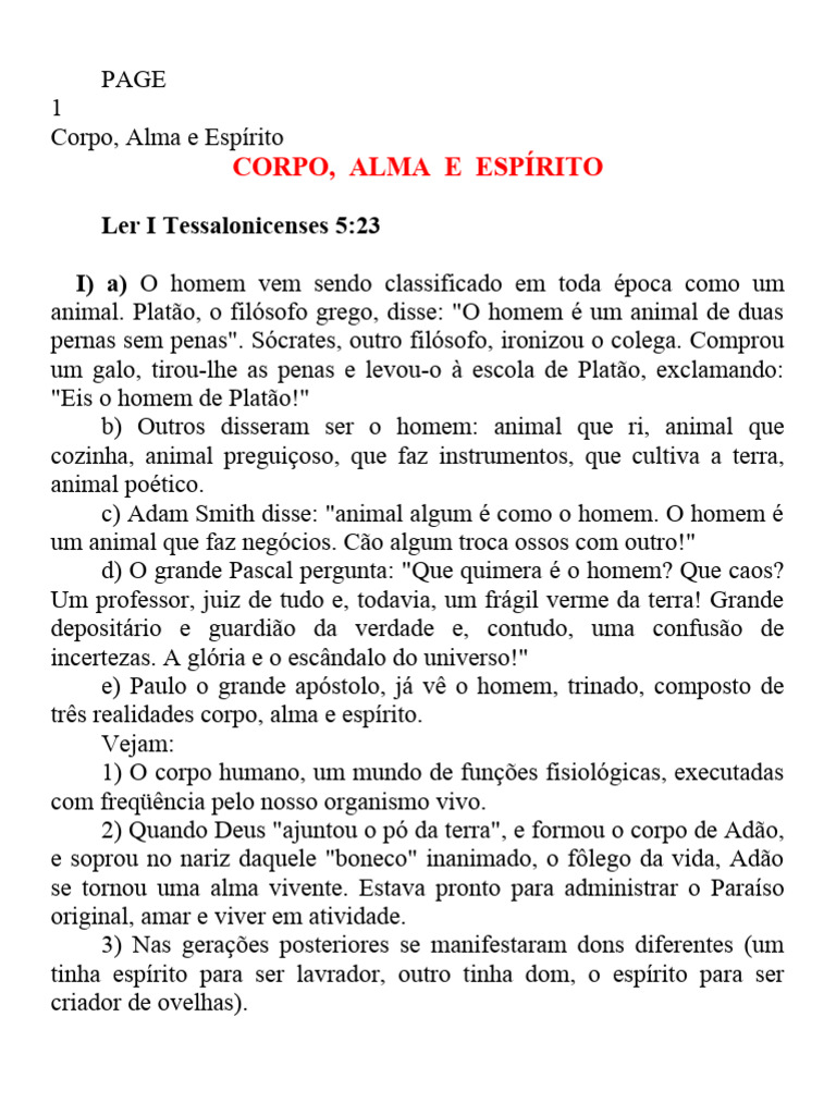 Tricotomia: Corpo, Alma e Espírito | PDF
