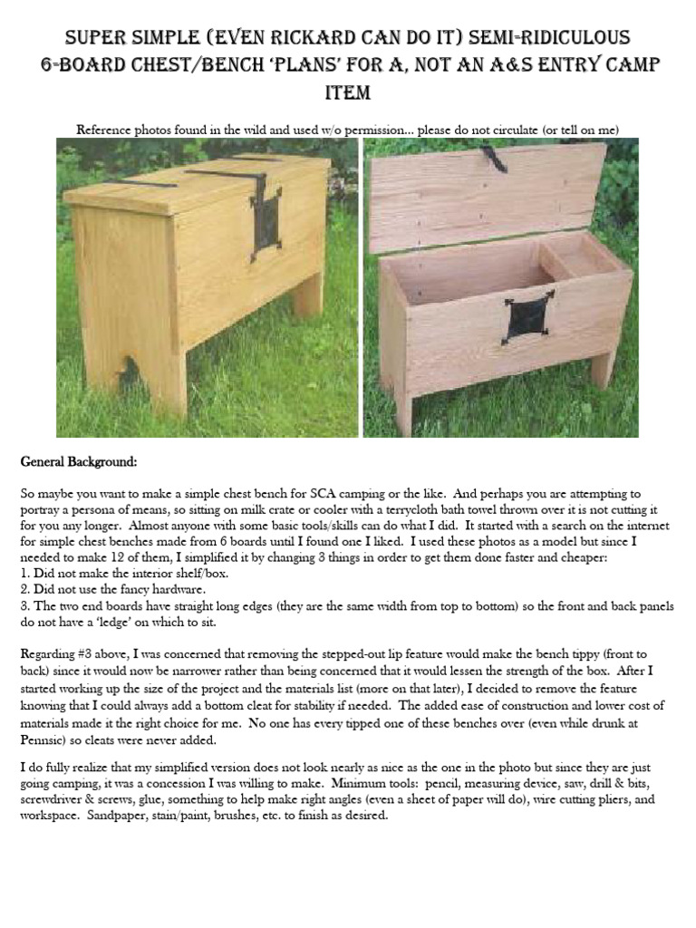 Chest Bench Plans PDF Screw Rope