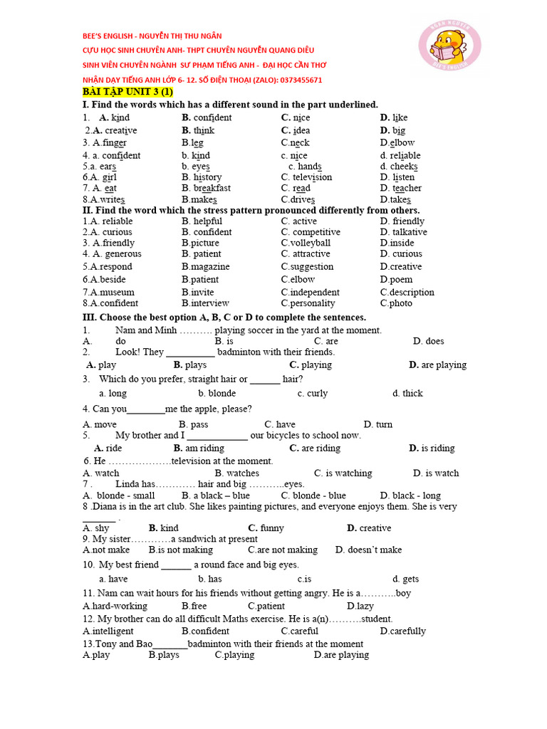 Bai tap unit 3 lop 6 pdf