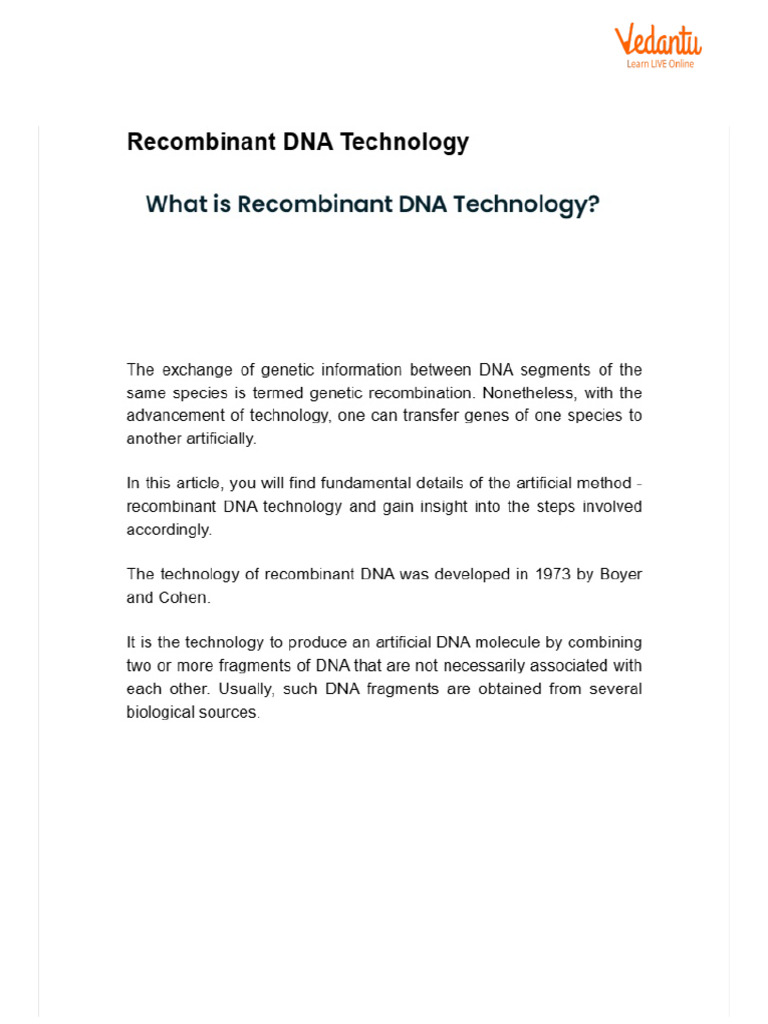 RECOMBINANT DNA TECHNOLOGY PROJECT PDF CLASS 12 visual data 8