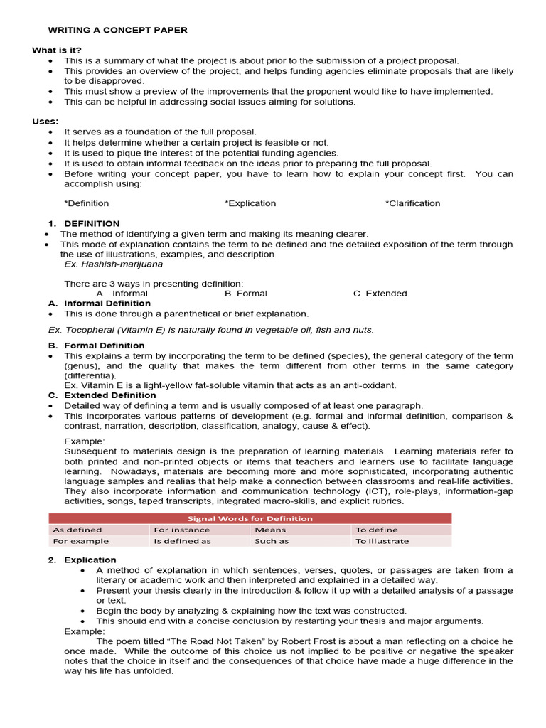 How to Write a Concept Paper | PDF | Concept | Definition