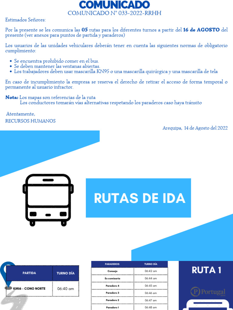 Normas y Rutas de Transporte Agosto 2022 | PDF