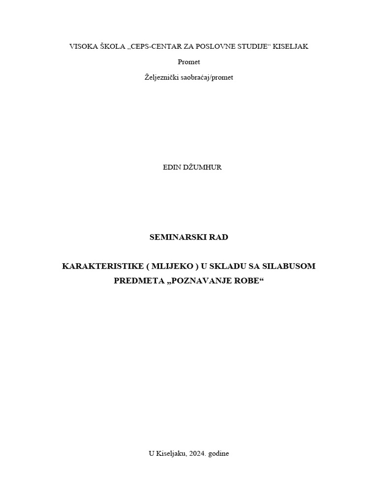 Seminarski Iz Poznavanja Robe | PDF
