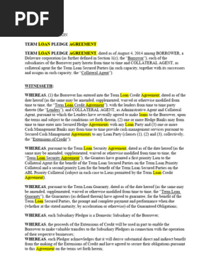 Term Loan Pledge Agreement