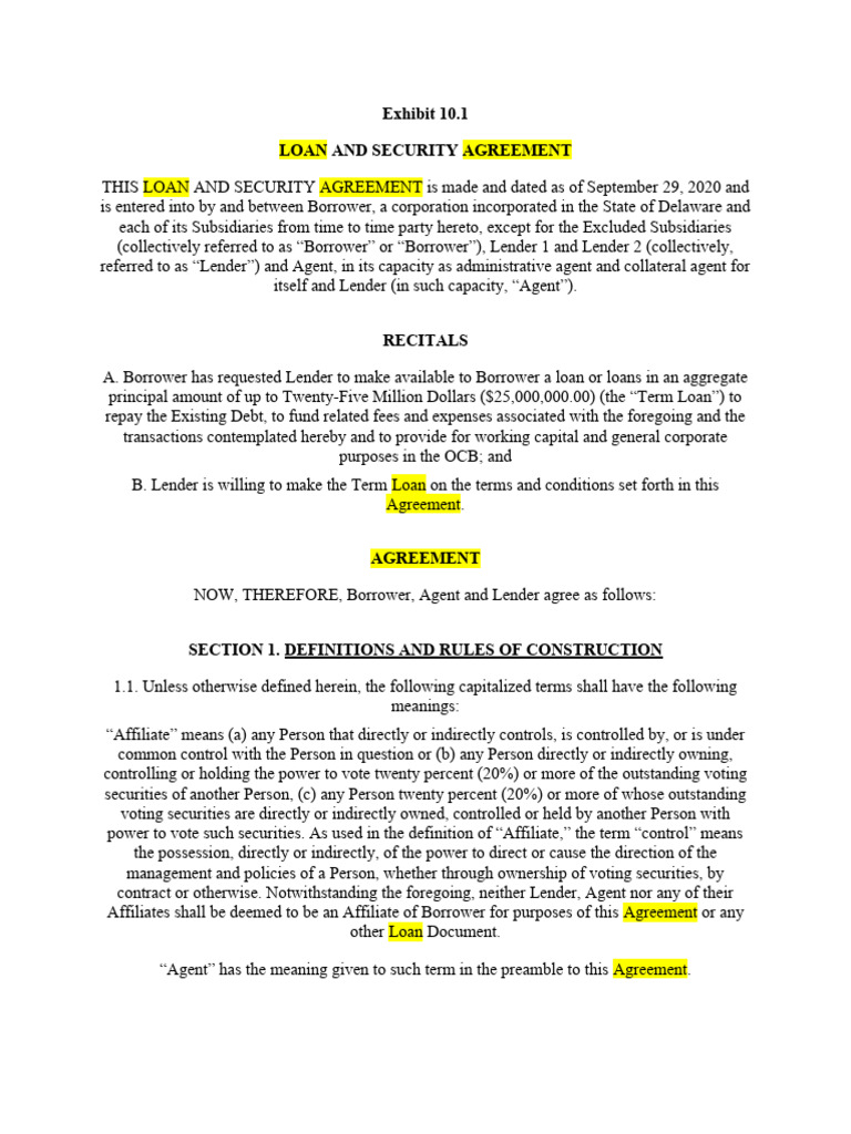 Corporate Loan Agreement | PDF | Loans | Line Of Credit