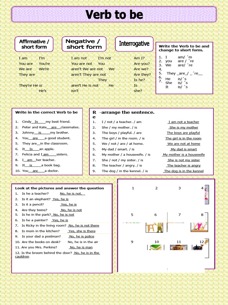 Verb To Be Inglés 5 Ejercicios – VBCTN