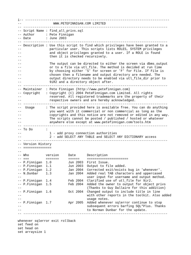 User privileges all01 sql pdf