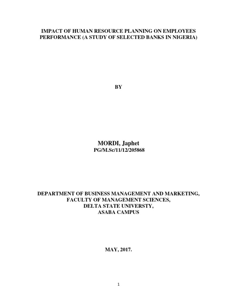 Impact of Human Resource Planning On Employees Performance (A Study of ...