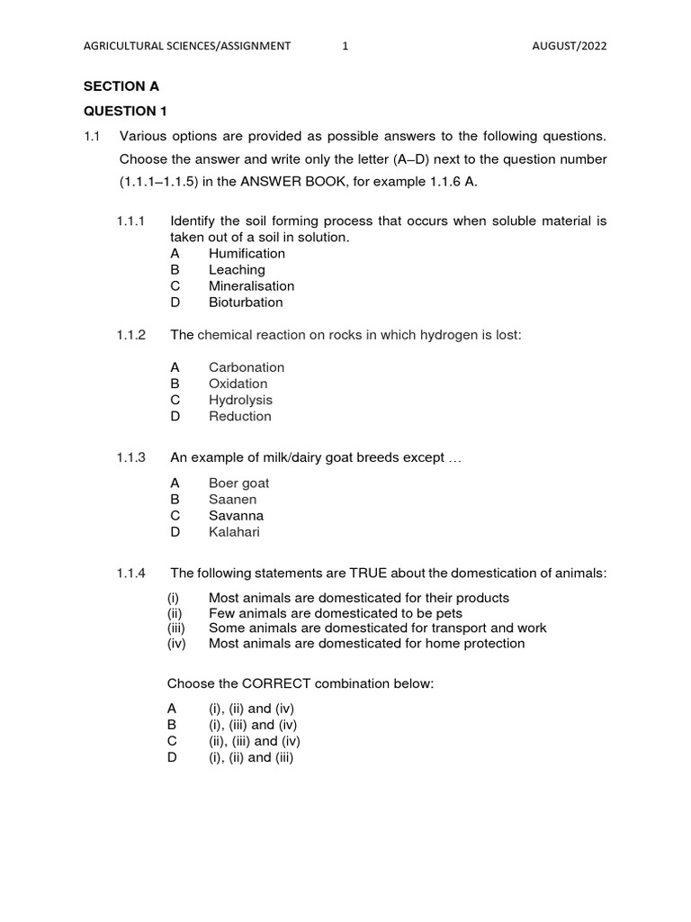 Grade 10 Agriculture Term 3 Assignment | PDF | Chicken | Soil