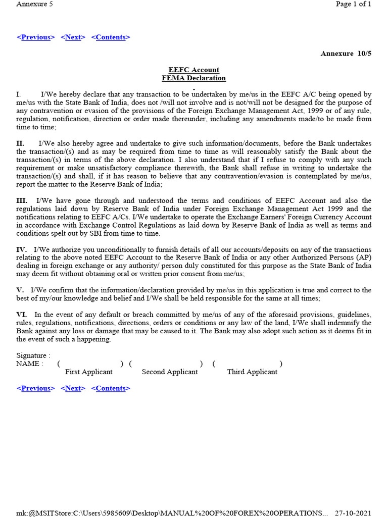 Eefc Fema | PDF | Finance & Money Management
